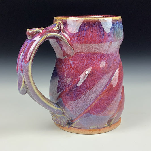 Handmade ceramic mugs stoneware coffee mugs pottery tea mugs stoneware drinkware - purple red twisty mug 3771