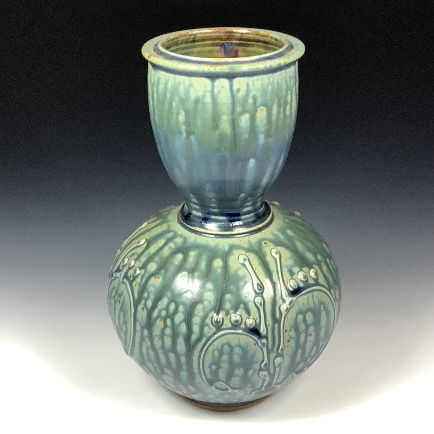 Handmade Ceramic Stoneware Pottery Centerpiece Vase - Ash Blue Bamboo