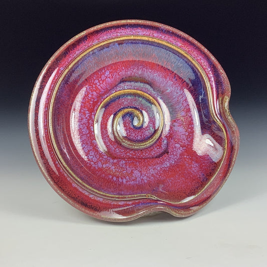 Handmade ceramic spoon rest stoneware pottery kitchenware - spiral spoon rest - Purple red item3801