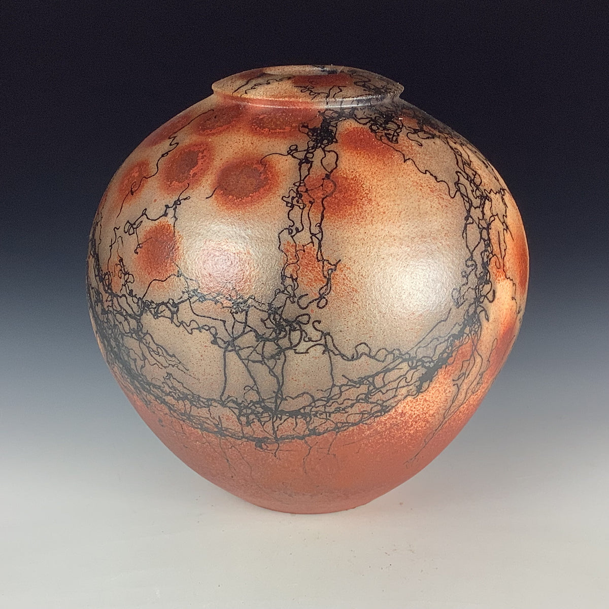Handmade Horsehair Raku Pottery Vase
