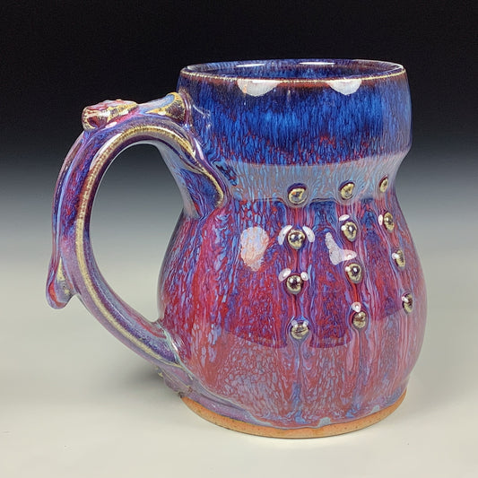 Handmade ceramic mugs stoneware coffee mugs pottery tea mugs stoneware drinkware - Purple red slip dotted bump 3860
