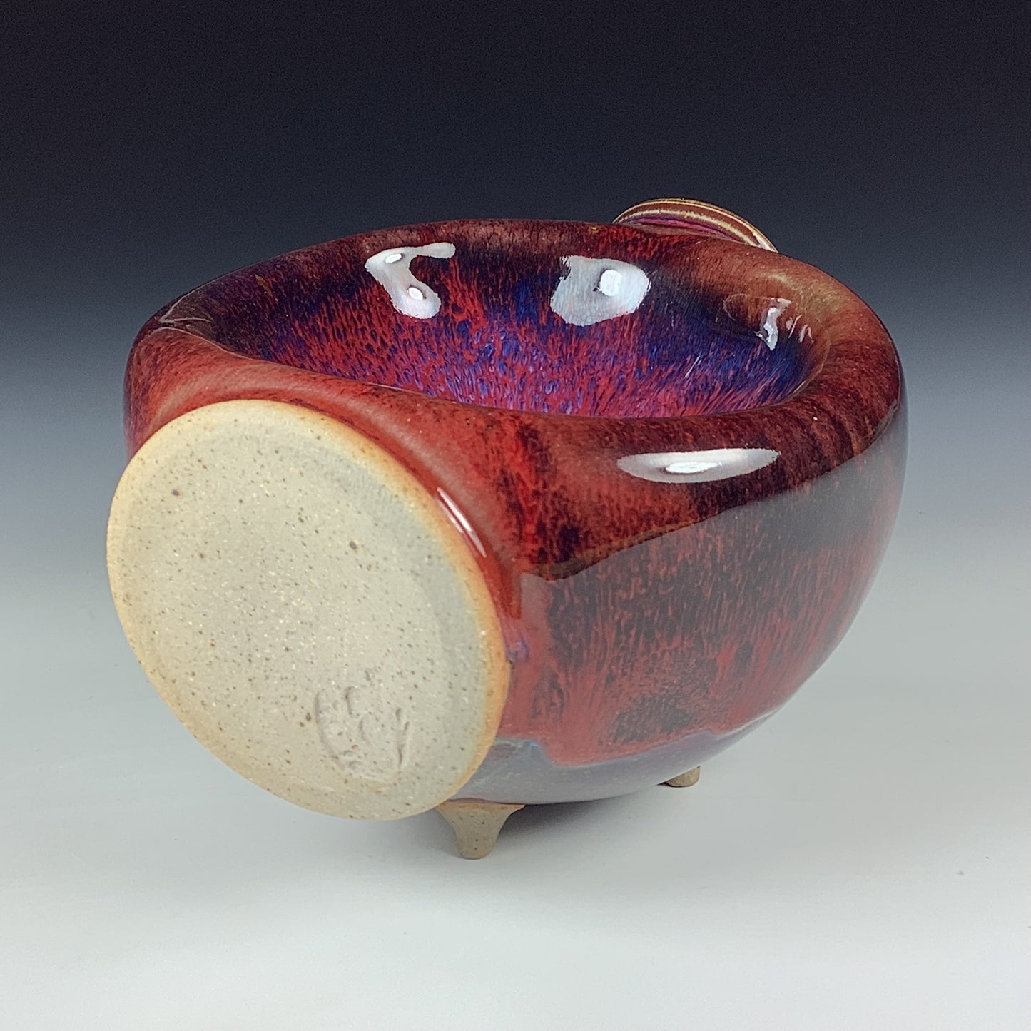 Handmade ceramic stoneware pottery dinnerware bottle sculpture bowl - red