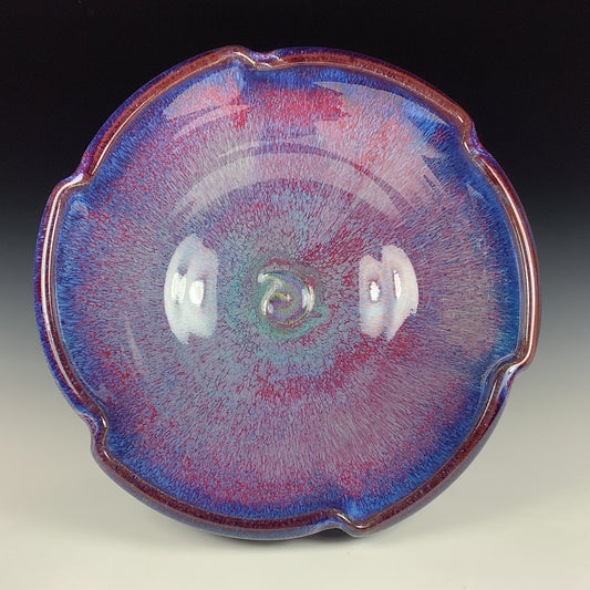 Handmade ceramic artisanal pottery bowls dinnerware stoneware serving bowls centerpiece - Medium purple scalloped rim serving bowl 3832
