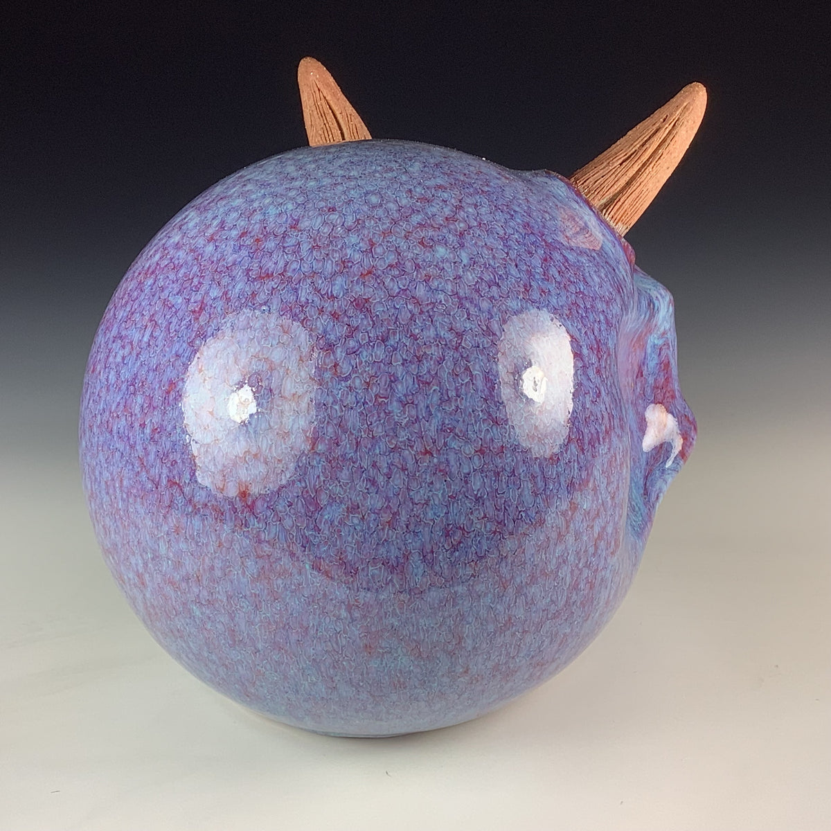 Handmade Purple Ceramic Stoneware Pottery Skull