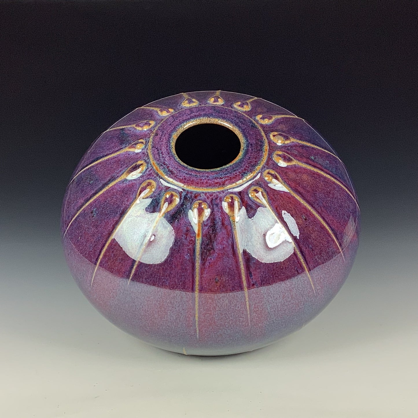 Handmade Ceramic Stoneware Pottery - Deep Purple Slip Orb Vase