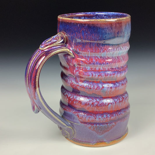 Handmade ceramic mugs stoneware coffee mugs pottery tea mugs stoneware drinkware - purple red wiggle item 3856