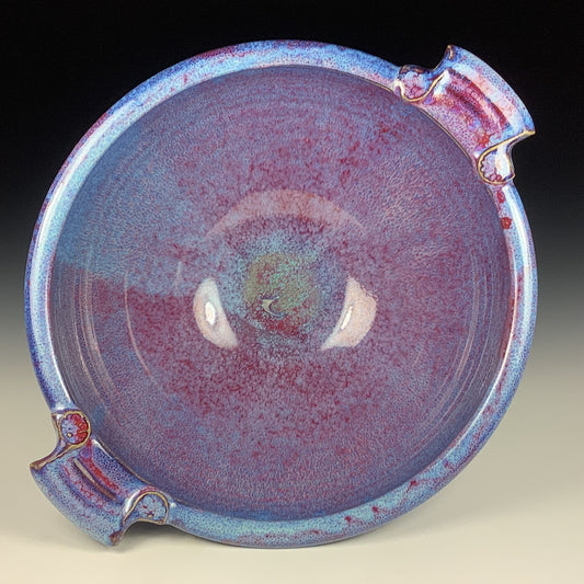 Handmade ceramic artisanal pottery bowls dinnerware stoneware serving bowls centerpiece - Large purple with handles 3683