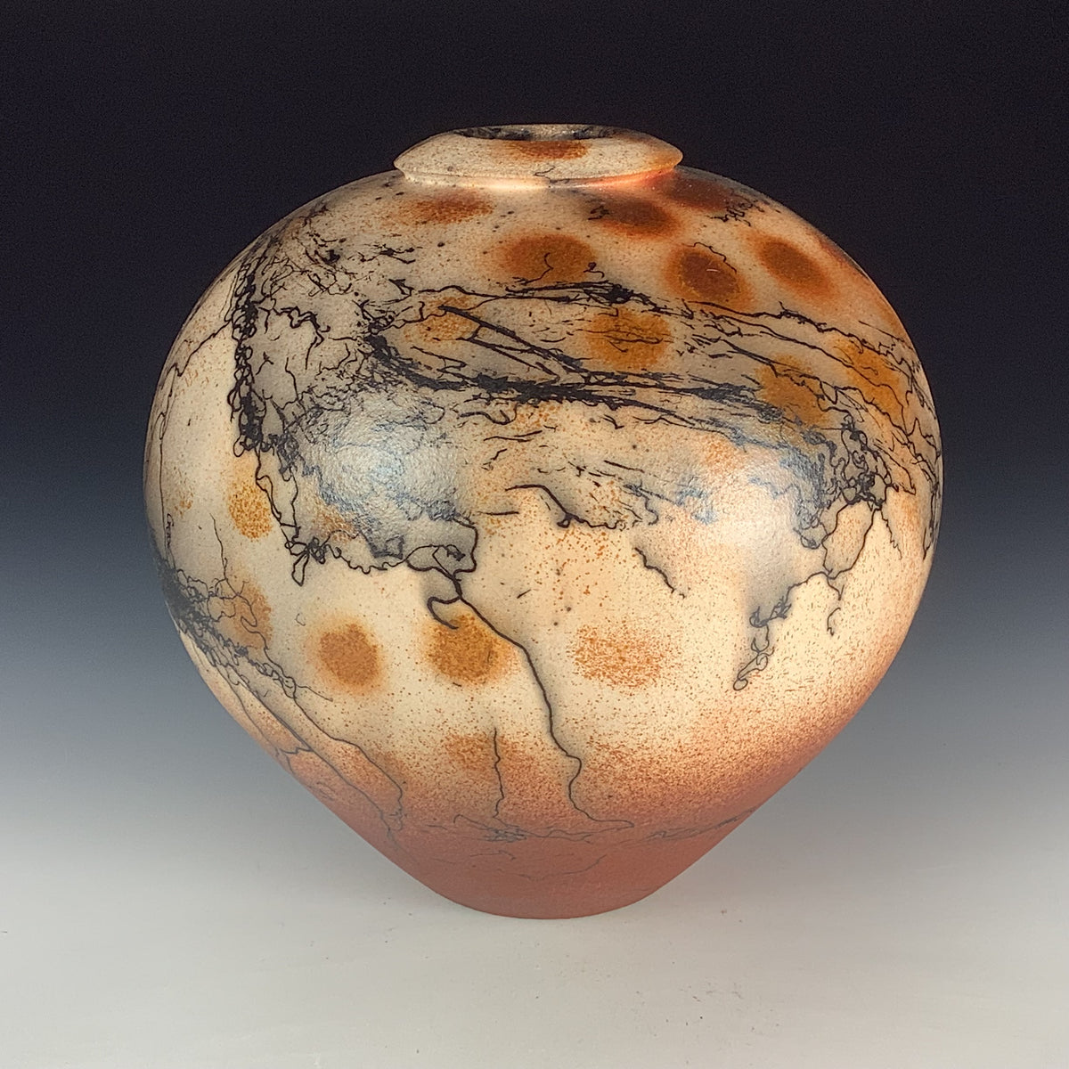 Handmade Horsehair Raku Pottery Vase