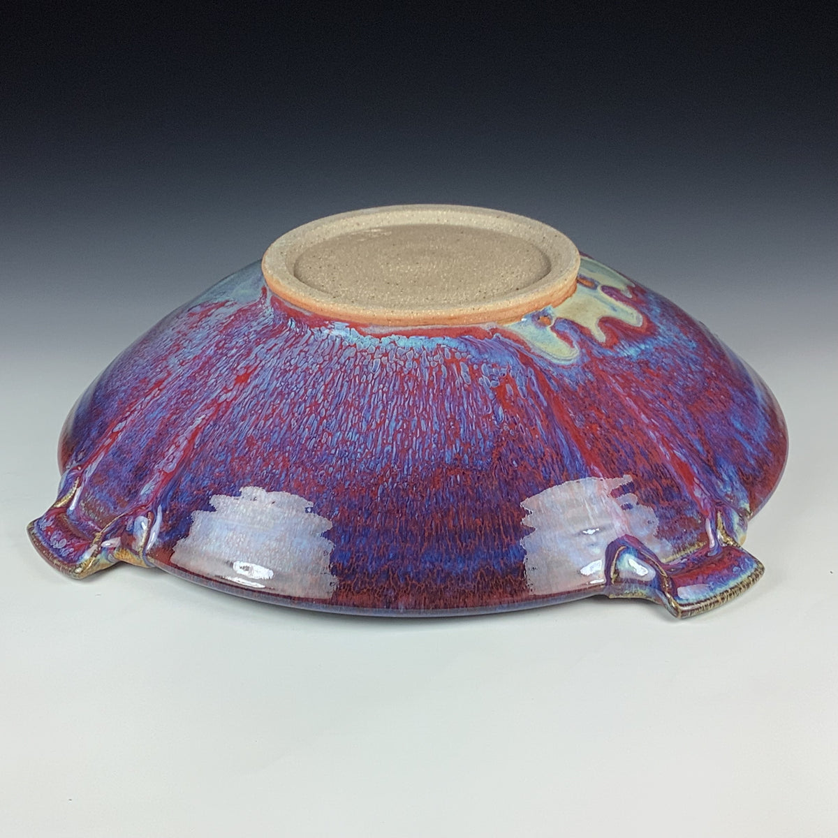 Handmade Stoneware Pottery Large Purple Glazed Serving Platter with Handles