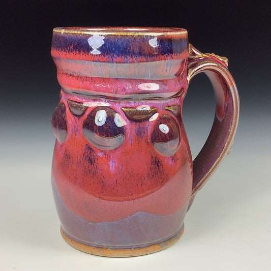 Handmade ceramic mugs stoneware coffee mugs pottery tea mugs stoneware drinkware - red purple bump mug 3634