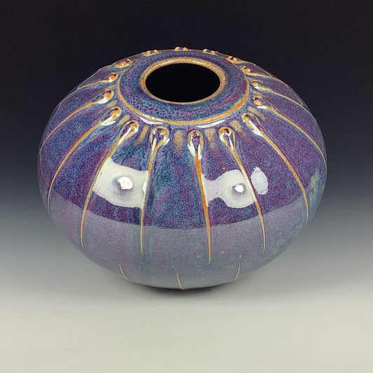 Handmade Ceramic Stoneware Pottery - Deep Purple Slip Orb Vase