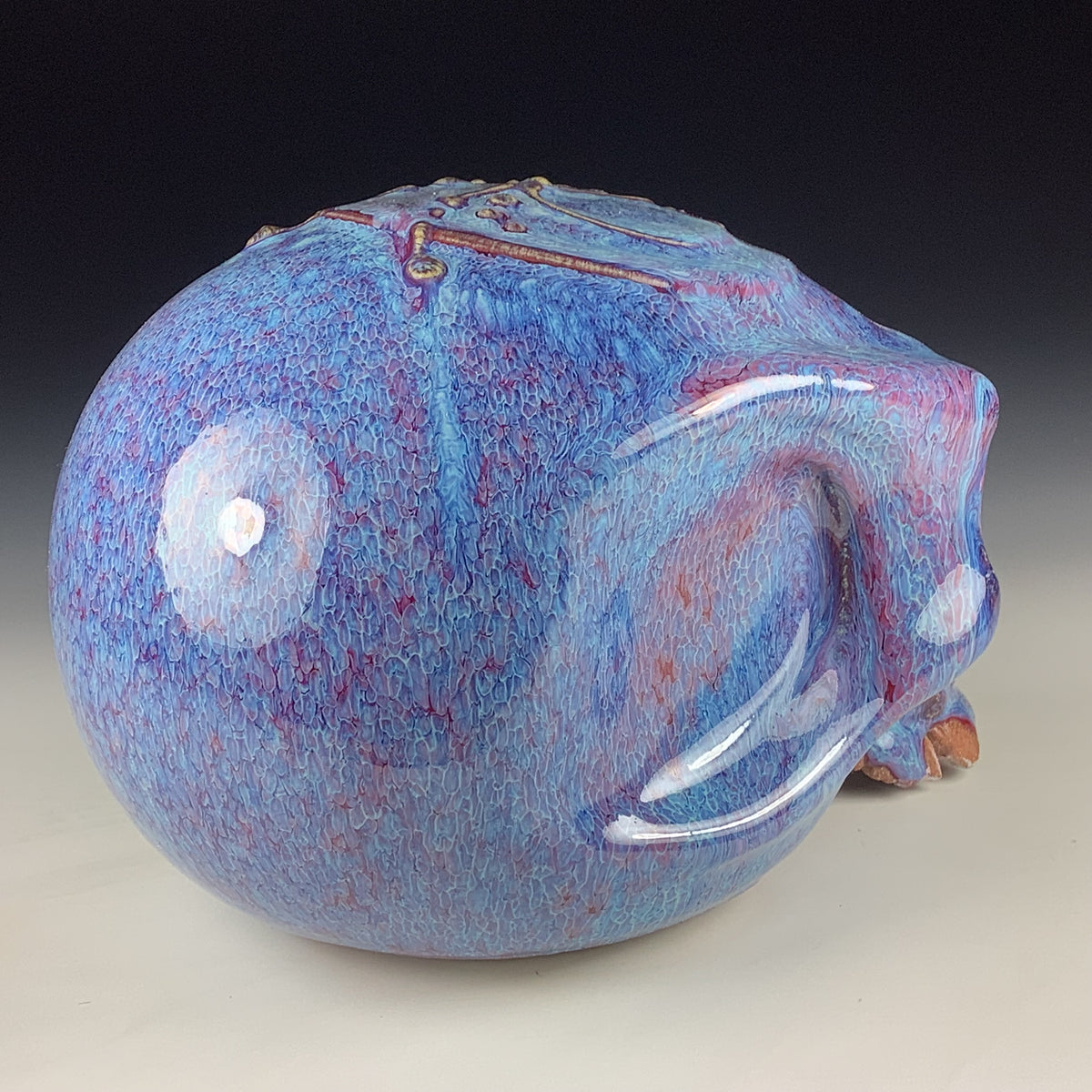 Handmade Purple Ceramic Stoneware Pottery Skull