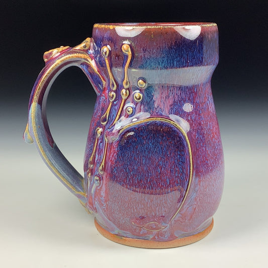 Handmade ceramic mugs stoneware coffee mugs pottery tea mugs stoneware drinkware -  Purple red bamboo slip bump mug 3785