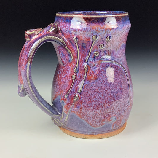 Handmade ceramic mugs stoneware coffee mugs pottery tea mugs stoneware drinkware - Purple red bamboo bump mug 3759