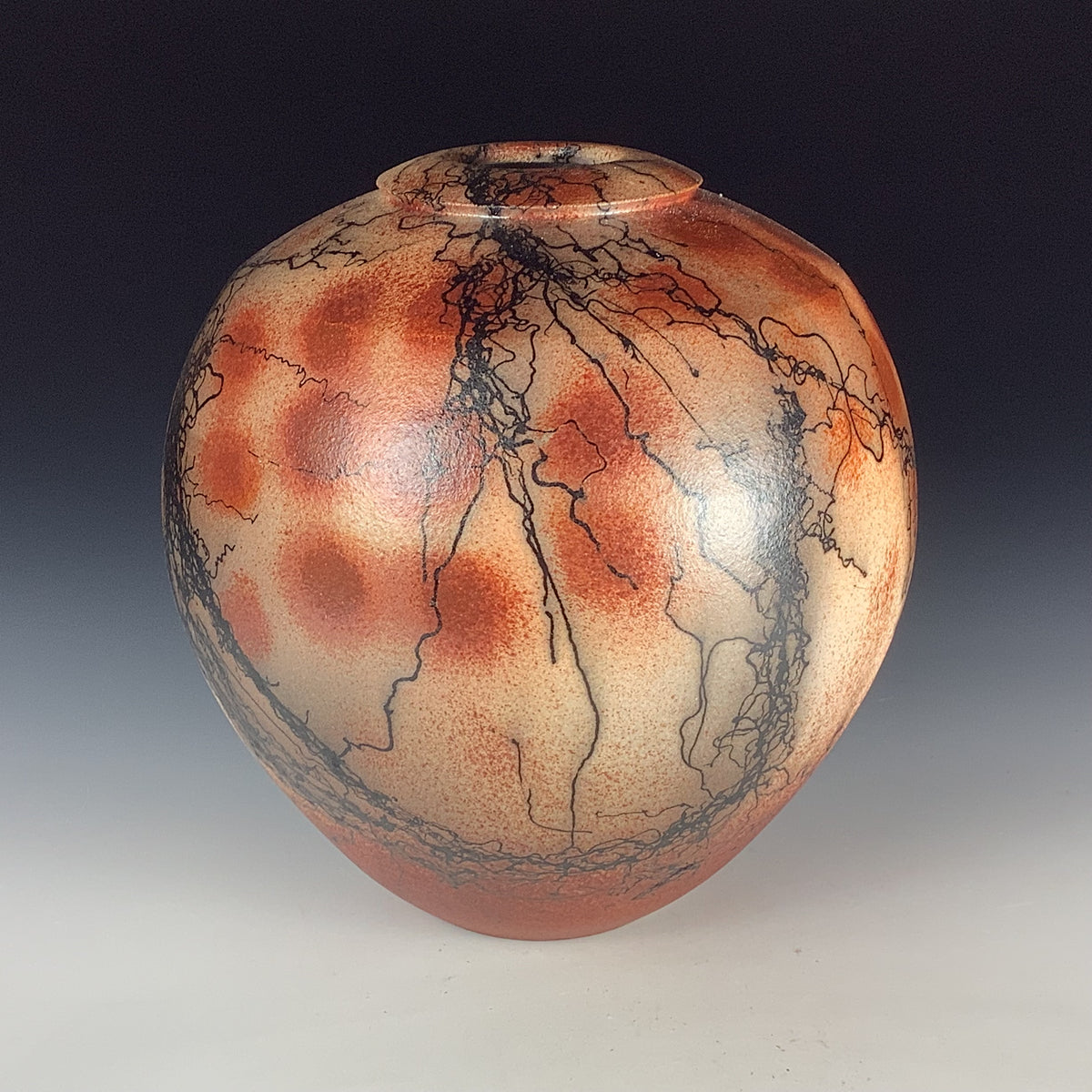 Handmade Horsehair Raku Pottery Vase