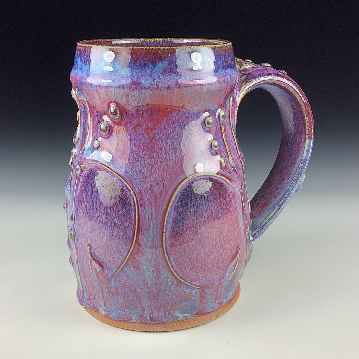 Handmade Ceramic Coffee Mug: Purple Red Bamboo Slip Stoneware Pottery