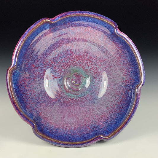 Handmade ceramic artisanal pottery bowls dinnerware stoneware serving bowls centerpiece - Medium purple scalloped rim serving bowl 3830