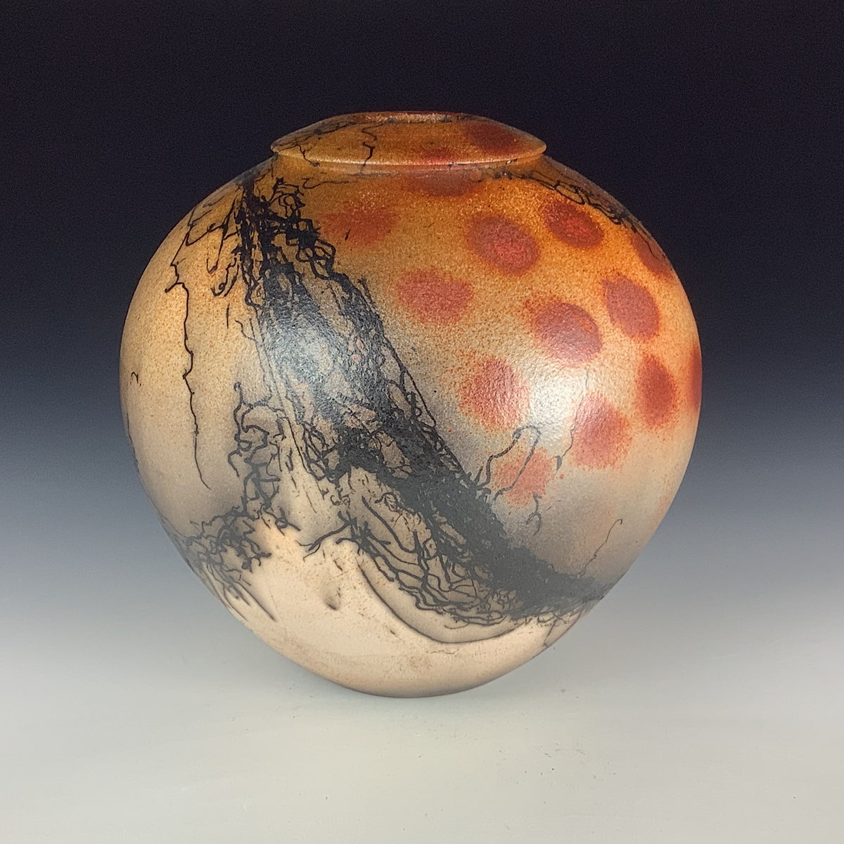 Handmade Horsehair Raku Pottery Vase