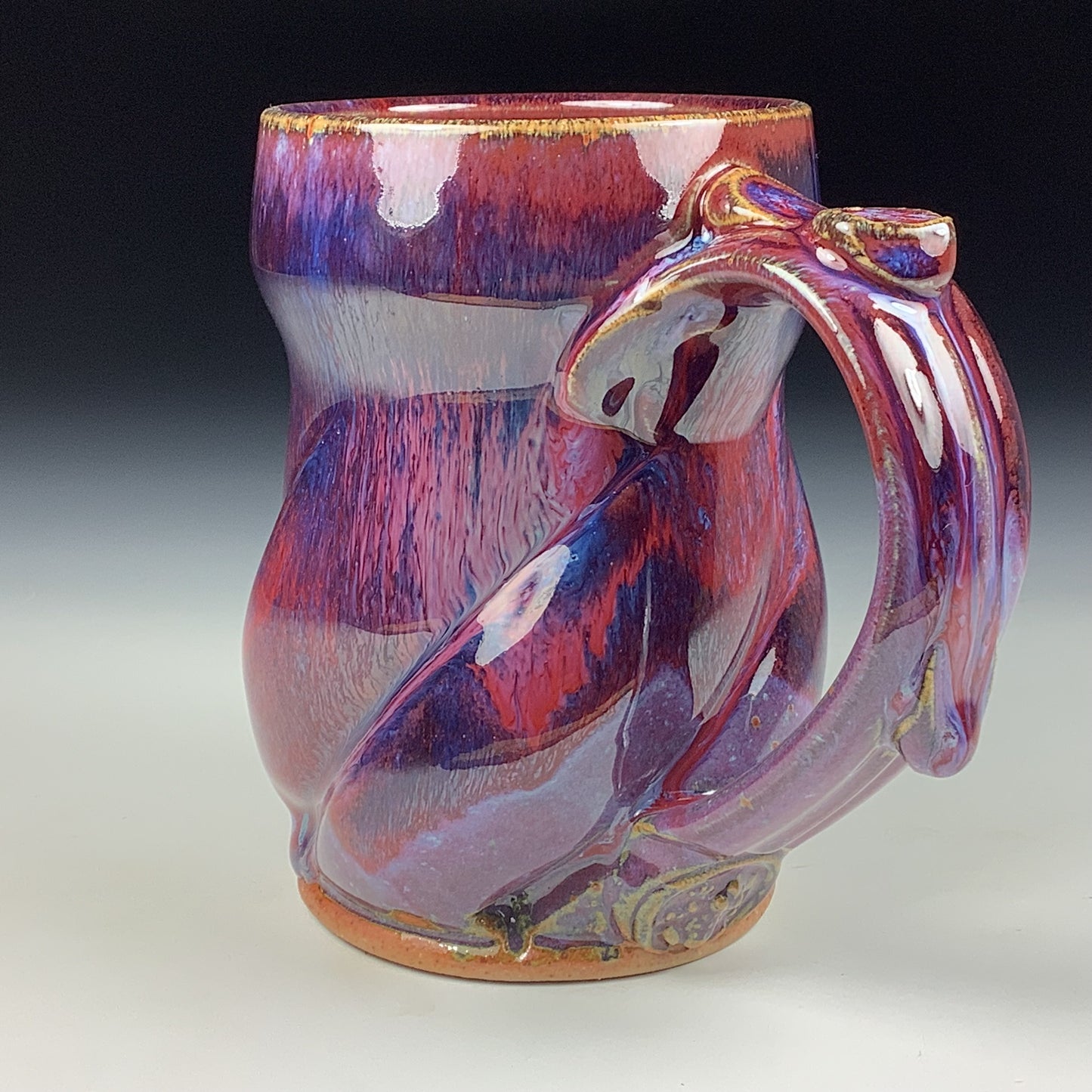 Handmade ceramic mugs stoneware coffee mugs pottery tea mugs stoneware drinkware - Purple red twisted mug 3769