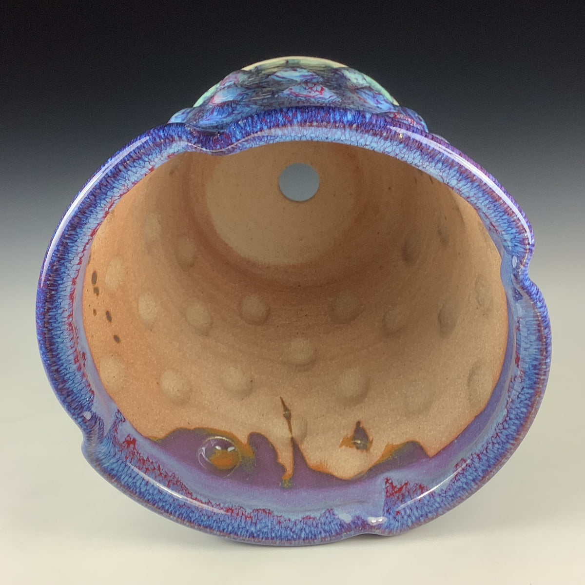 Handmade Ceramic Stoneware Pottery Planter - Purple Bump