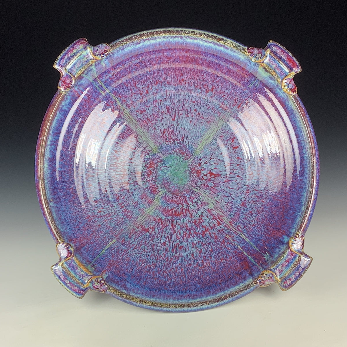 Handmade Stoneware Pottery Large Purple Glazed Serving Platter with Handles