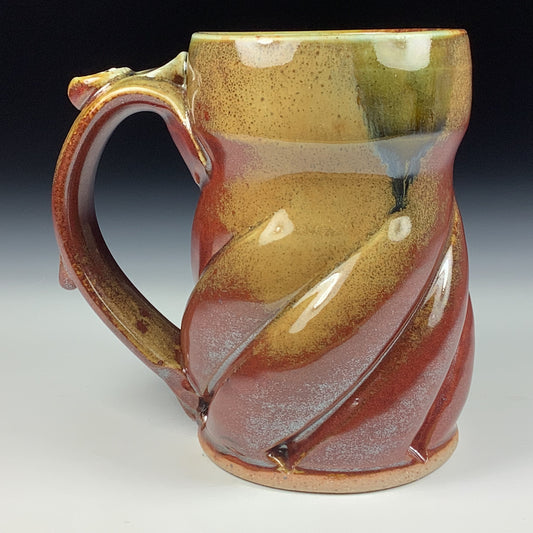 Handmade ceramic mugs stoneware coffee mugs pottery tea mugs stoneware drinkware -  Iron red with white ash twisted mug 3784