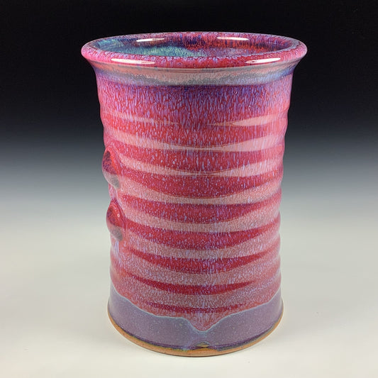 Decorative pottery vases utensil holder crock rustic clay vases artistic luxury handmade vases artistic centerpieces dinnerware stoneware- red wiggle bump 3838