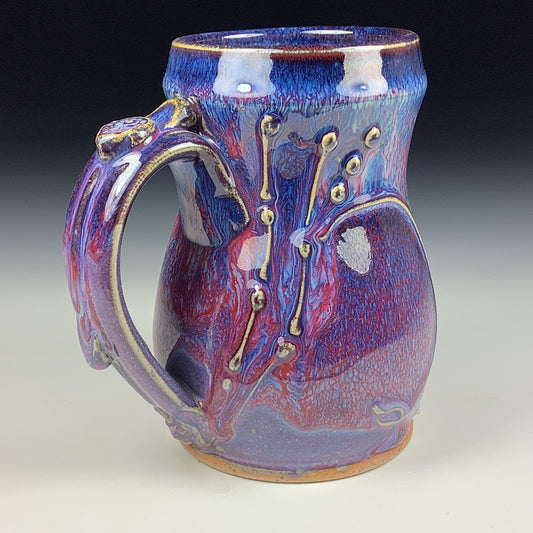 Handmade ceramic mugs stoneware coffee mugs pottery tea mugs stoneware drinkware - Purple red bamboo bump mug 3762