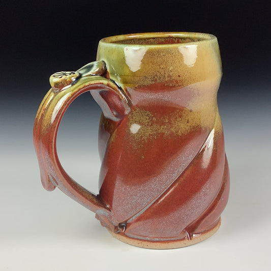 Handmade ceramic mugs stoneware coffee mugs pottery tea mugs stoneware drinkware - Iron red with white ash twisted mug 3758