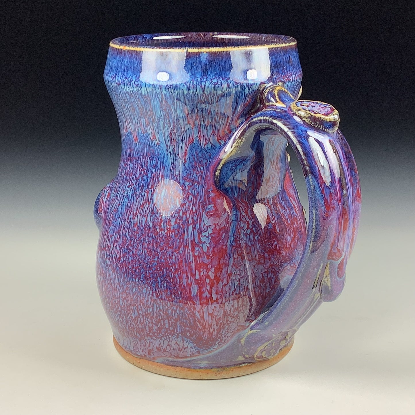 Handmade ceramic mugs stoneware coffee mugs pottery tea mugs stoneware drinkware - Purple red bamboo bump mug 3762