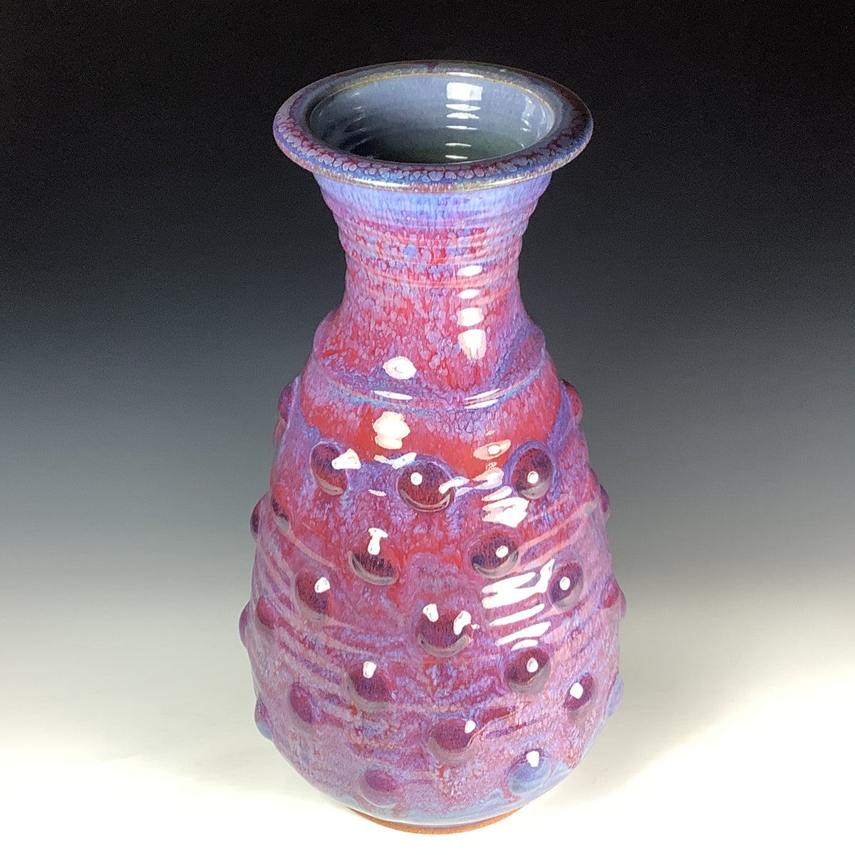 Handmade Ceramic Stoneware Large Pottery Vase - Purple Red Bump