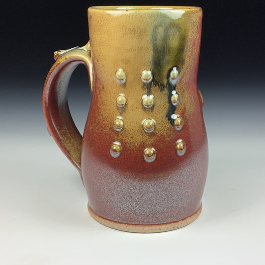 Handmade ceramic mugs stoneware coffee mugs pottery tea mugs stoneware drinkware - Iron red with white ash bamboo slip bump mug 3777