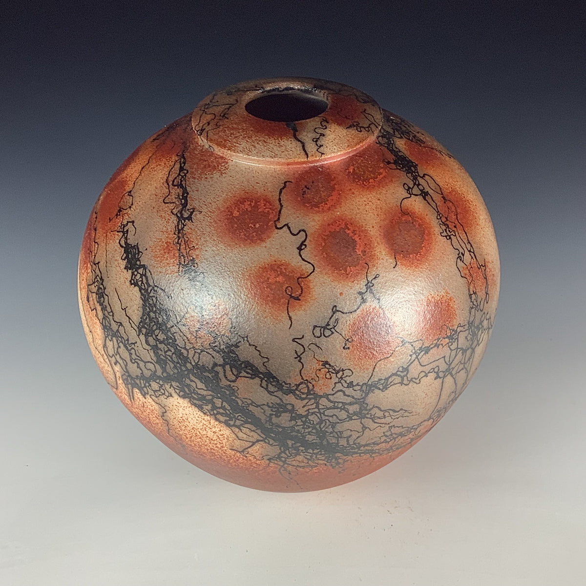 Handmade Horsehair Raku Pottery Vase