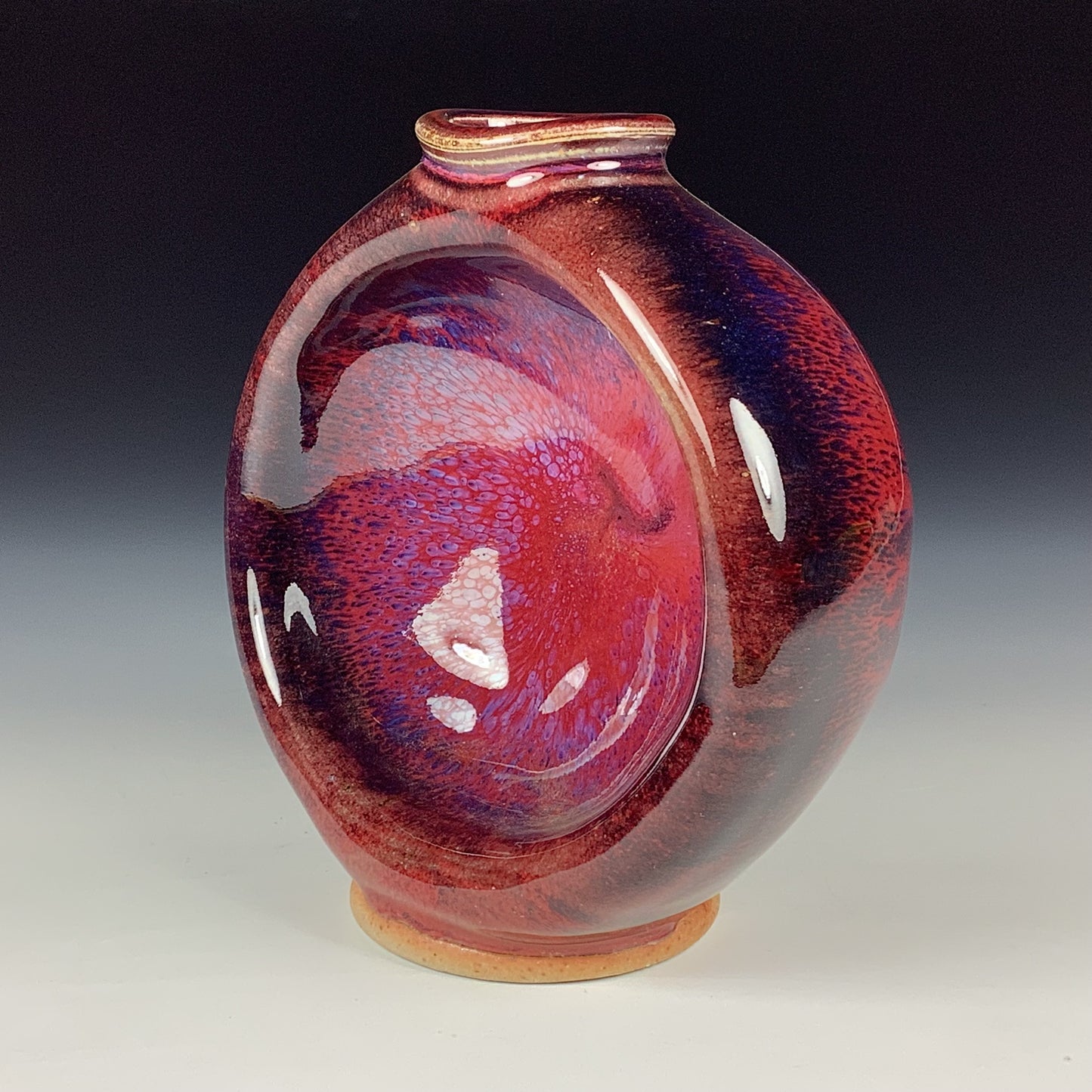 Handmade ceramic stoneware pottery dinnerware bottle sculpture bowl - red