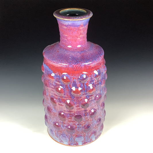 Handmade Ceramic Stoneware Large Purple Bump Bottle Vase