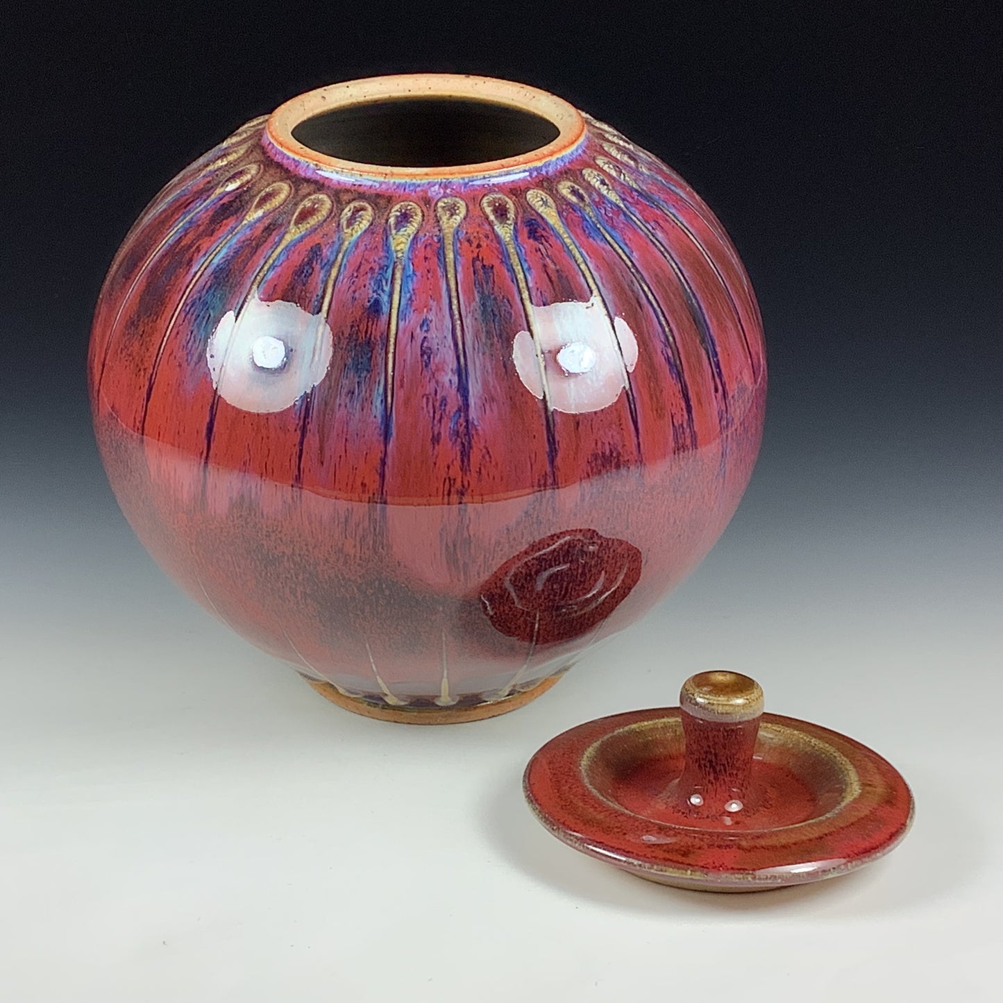 Handmade Ceramic Stoneware Pottery - Red Slip Orb Lidded Jar