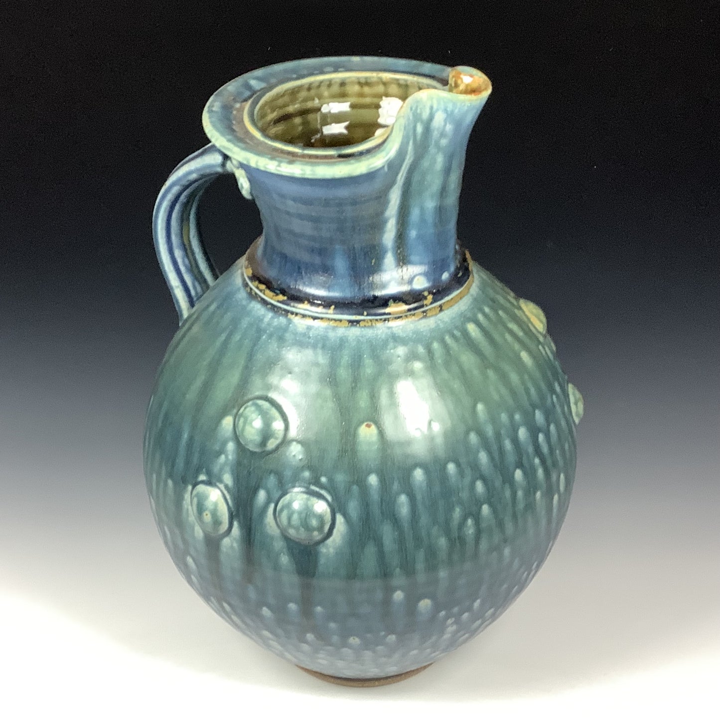 Handmade Ceramic Pottery Pitcher or Vase - Ash Blue Bump
