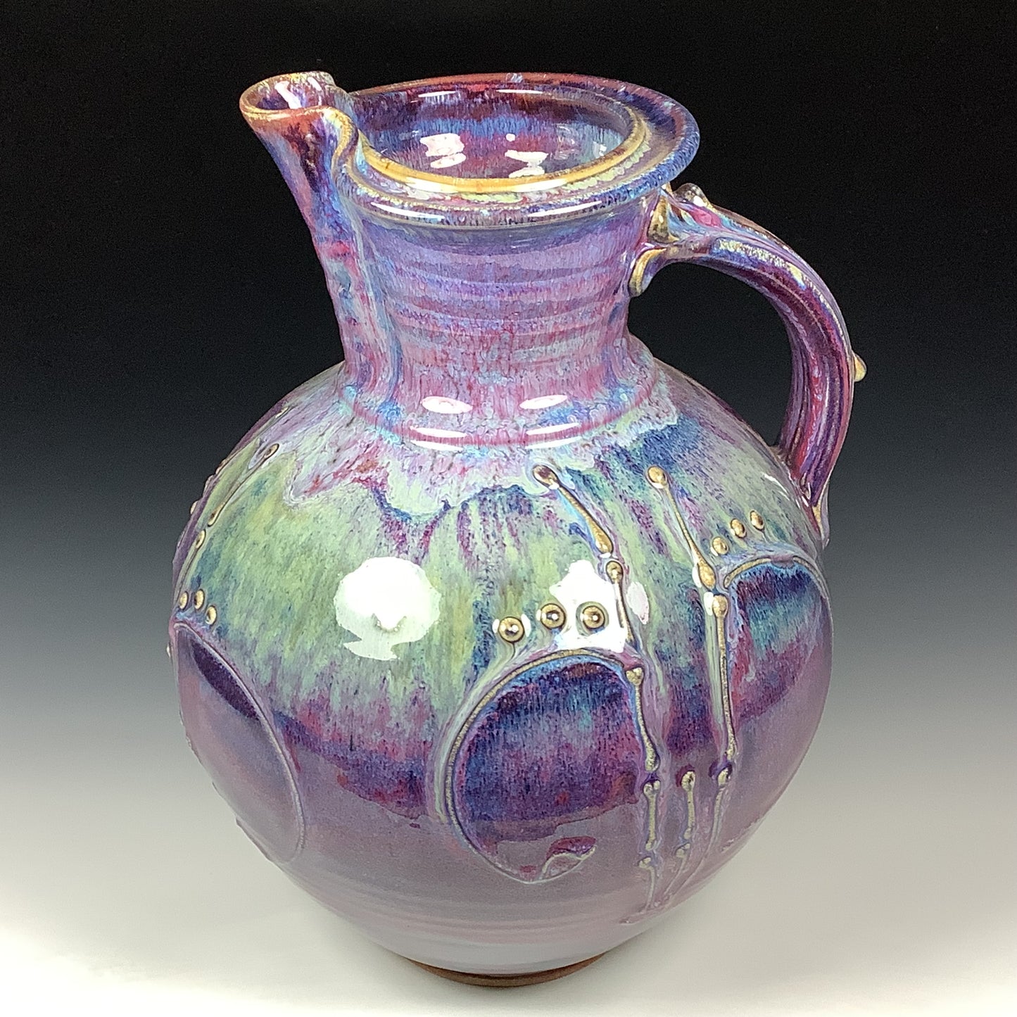 Handmade Ceramic Pottery Pitcher or Vase - Purple Bamboo