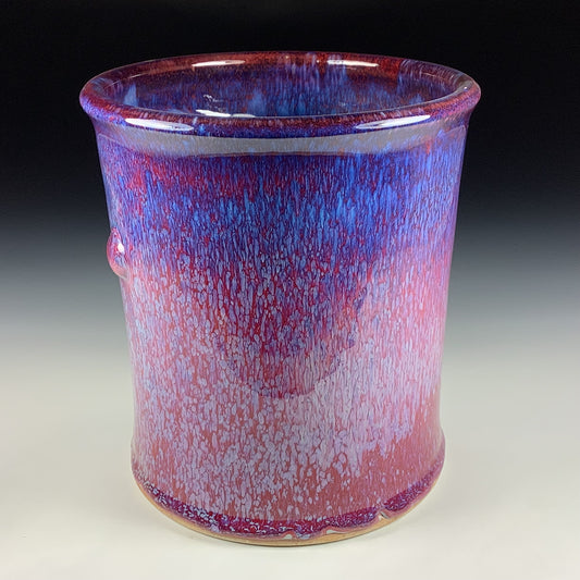 Decorative pottery vases utensil holder crock rustic clay vases artistic luxury handmade vases artistic centerpieces dinnerware stoneware- large purple red blue bump 3834