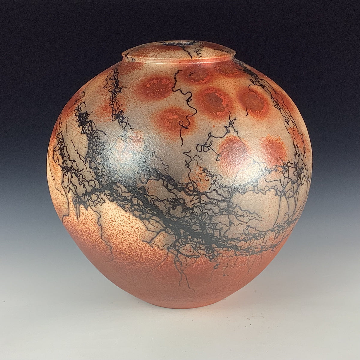 Handmade Horsehair Raku Pottery Vase
