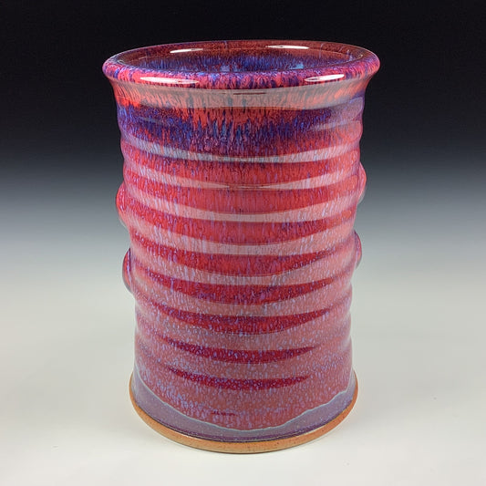 Decorative pottery vases utensil holder crock rustic clay vases artistic luxury handmade vases artistic centerpieces dinnerware stoneware- red wiggle bump 3836