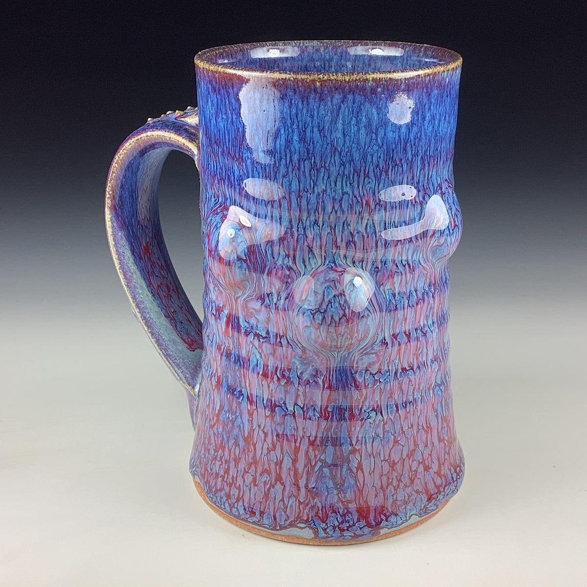 Handmade Ceramic Coffee Mug: Purple Red Bump Stoneware Pottery