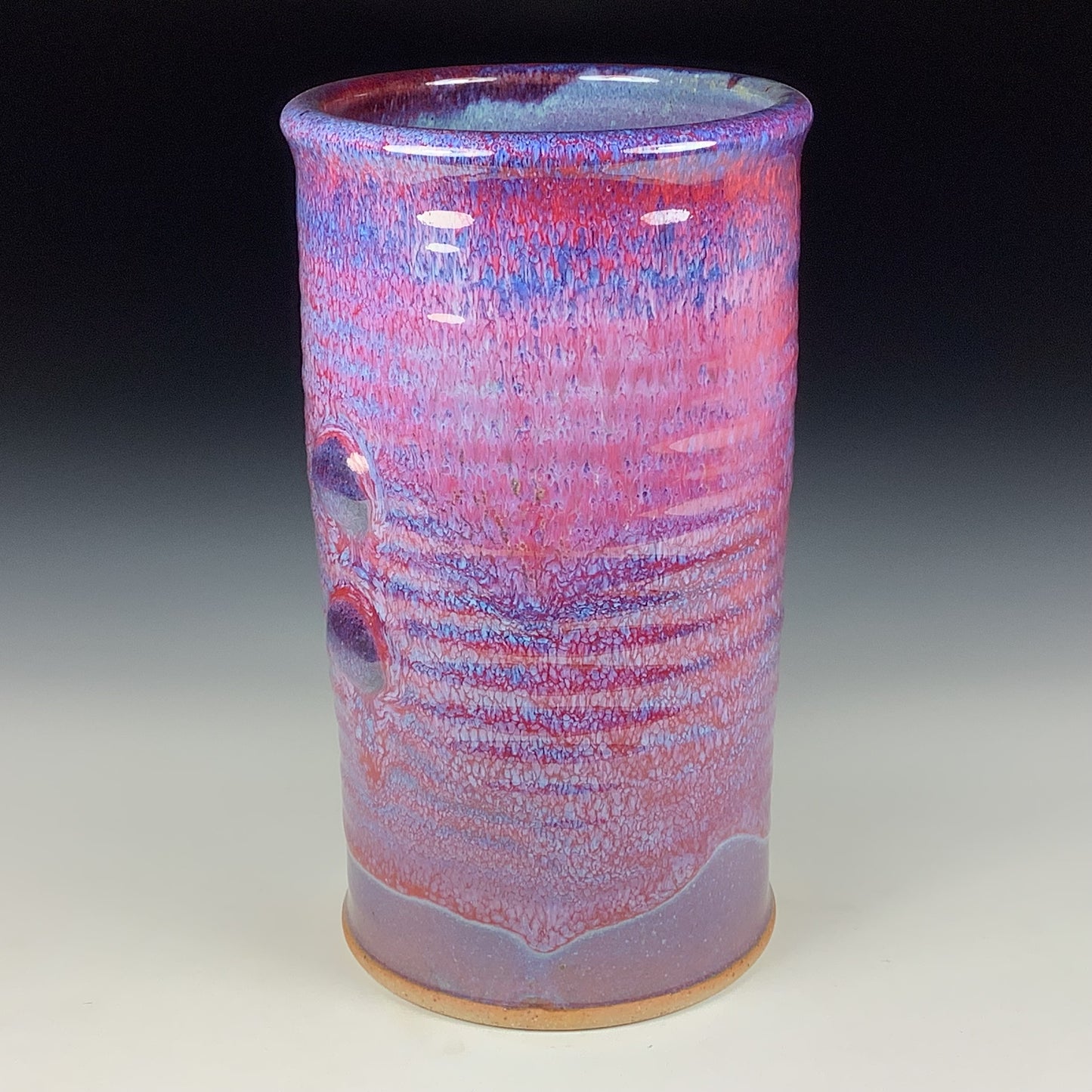 Decorative pottery vases utensil holder crock rustic clay vases artistic luxury handmade vases artistic centerpieces dinnerware stoneware - Purple red wiggle bump - item 3811
