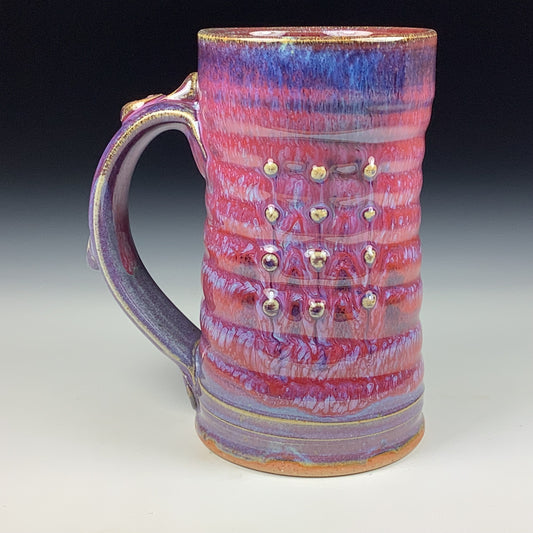 Handmade ceramic mugs stoneware coffee mugs pottery tea mugs stoneware drinkware - purple red wiggle bump mug 3798