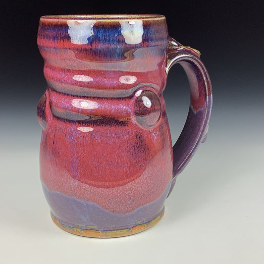 Handmade ceramic mugs stoneware coffee mugs pottery tea mugs stoneware drinkware - red purple bump mug 3631