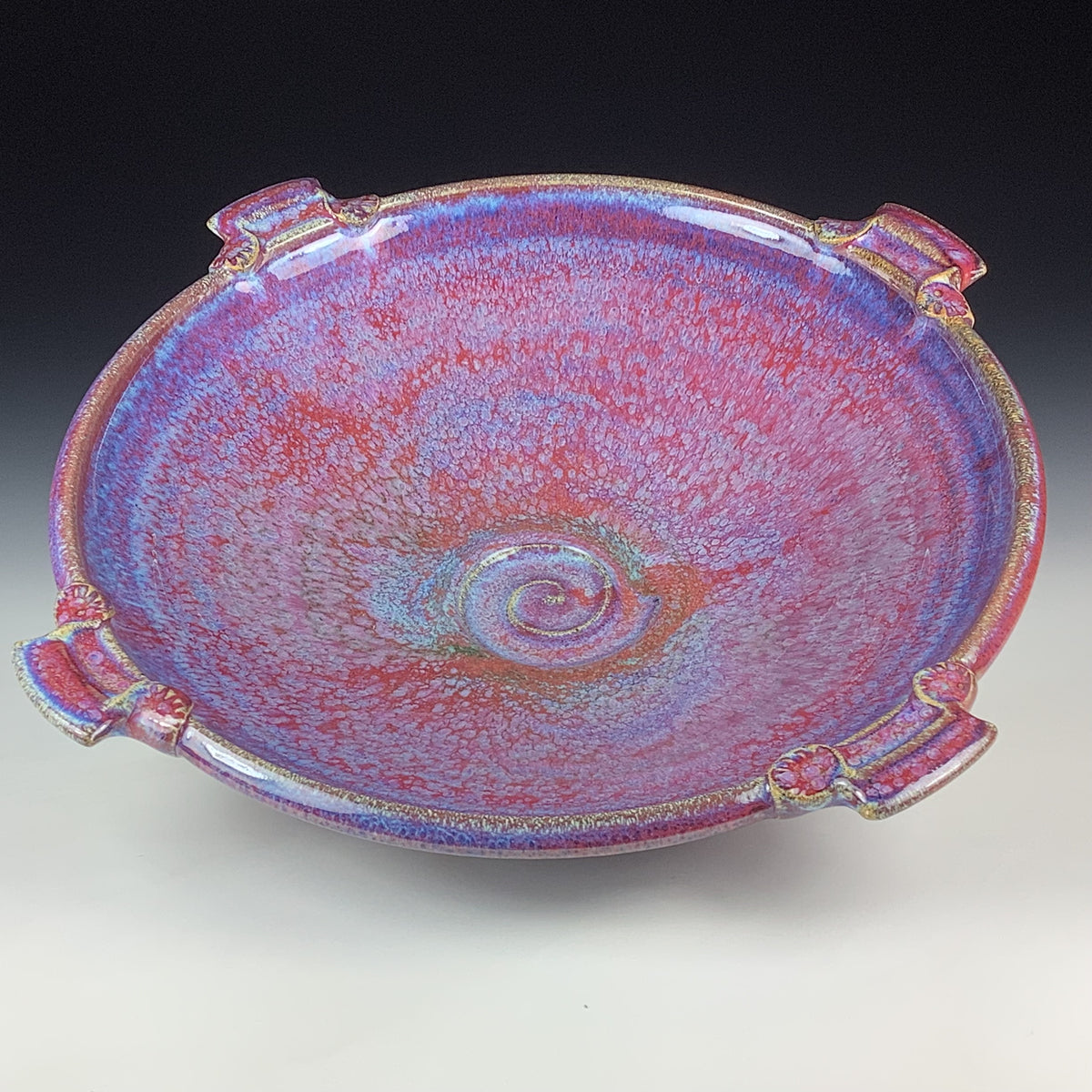 Handmade Stoneware Pottery Large Purple Glazed Serving Platter with Handles
