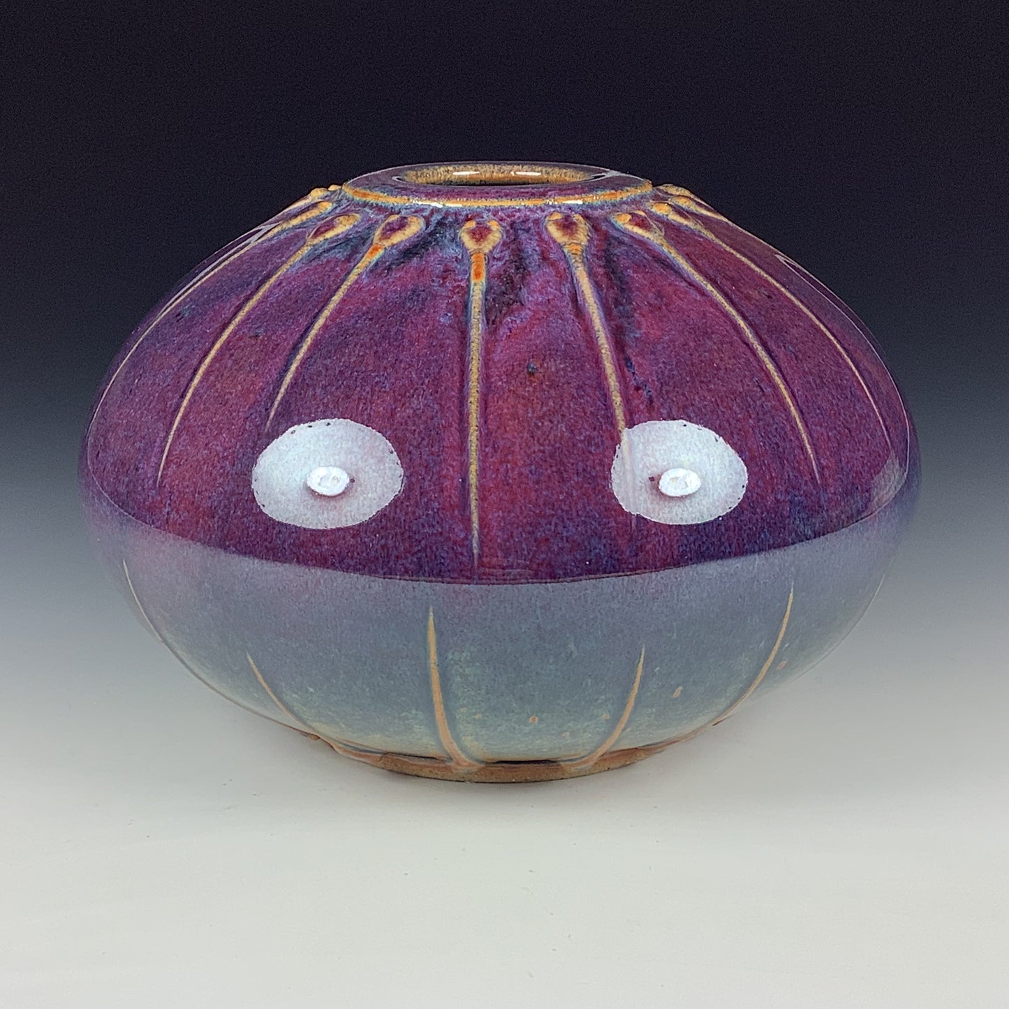 Handmade Ceramic Stoneware Pottery - Deep Purple Slip Orb Vase