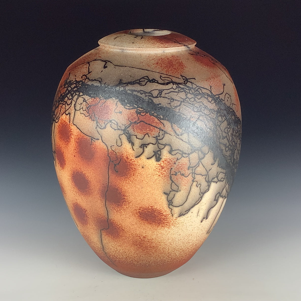 Handmade Horsehair Raku Pottery Vase