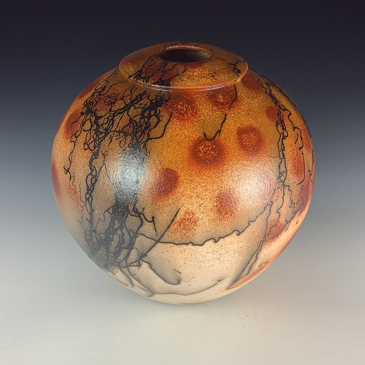Handmade Horsehair Raku Pottery Vase