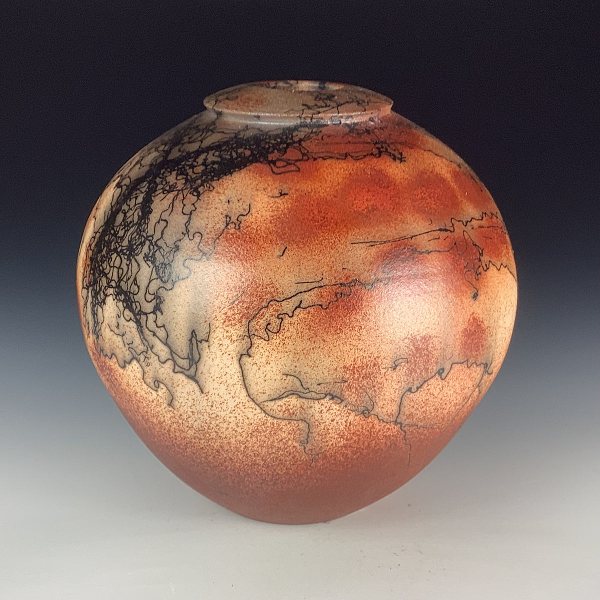 Handmade Horsehair Raku Pottery Vase